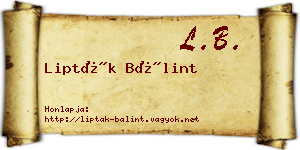 Lipták Bálint névjegykártya